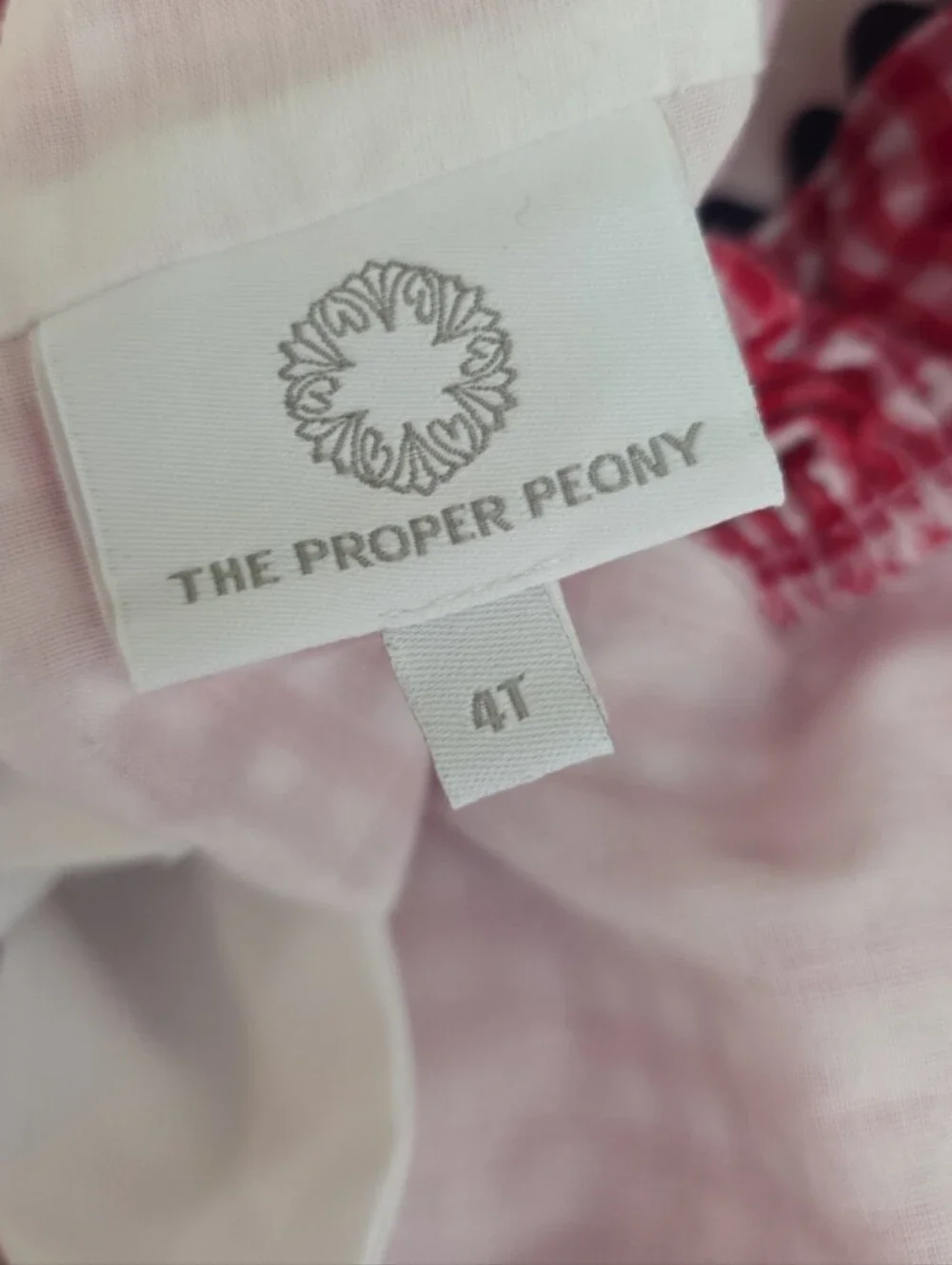 The proper peony 4t red white gingham style outfit set smocked back to school